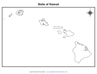 Blank Hawaii Map (No Bordering States) State Maps Worksheet