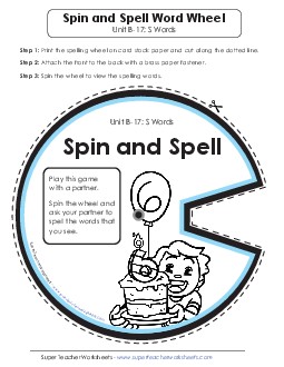 Spin and Spell (B-17) Spelling B Worksheet