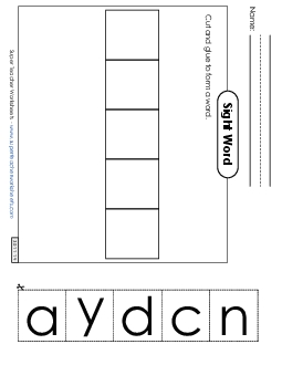 Large Cut-and-Glue: Candy Sight Words Individual Worksheet