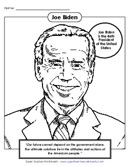 President #46: Biden Coloring Page  Presidents Worksheet