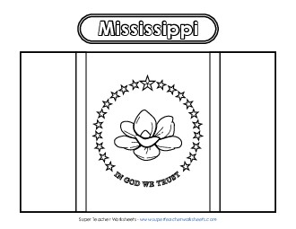 Mississippi Flag Coloring Page States Individual Worksheet