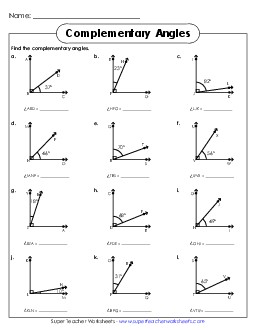 Find Complementary Angles Worksheet