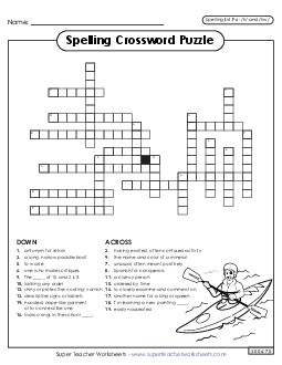 Crossword (F-6) Spelling F Worksheet