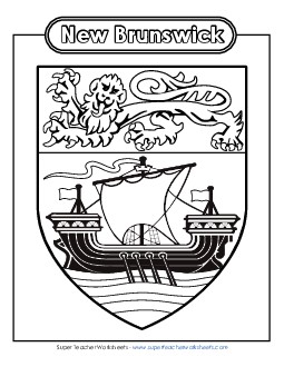 N.B. Escutcheon (Black & White) Canada Worksheet