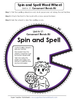 Spin and Spell (A-17) Spelling A Worksheet