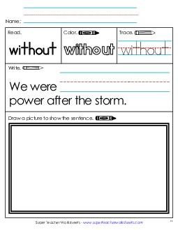 Worksheet 3: Without Sight Words Individual Worksheet