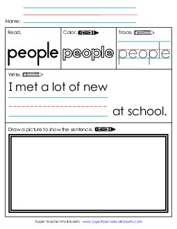 Worksheet 3: People Sight Words Individual Worksheet