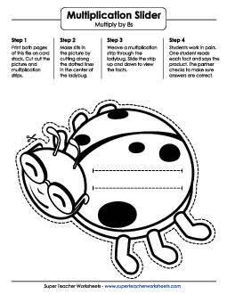 Math Slider: Ladybug Multiplication Worksheet