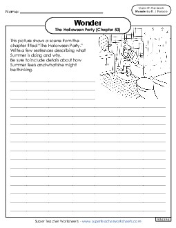 Picture Writing Prompt (The Halloween Party) Book Wonder Worksheet