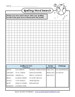 Make-a-Search (D-28) Spelling D Worksheet