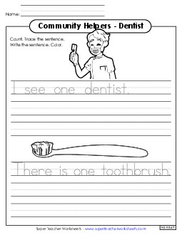 Dentist (Trace & Write) Community Helpers Worksheet