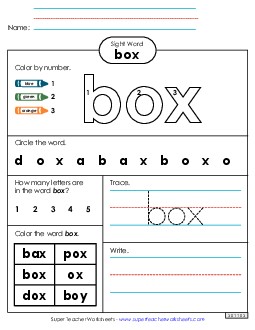 Worksheet 4: Box Sight Words Individual Worksheet