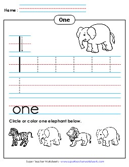 One: Trace, Print, Count Free Counting Worksheet