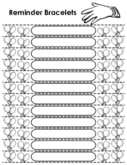 Blank Reminder Wristbands - Balloons Worksheet