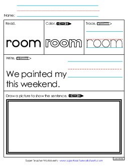 Worksheet 3: Room Sight Words Individual Worksheet