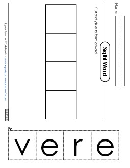 Large Cut-and-Glue: Ever Sight Words Individual Worksheet