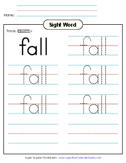 Trace the Word: Fall Sight Words Individual Worksheet