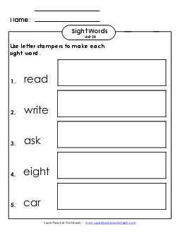 Letter Stampers (Unit 28) Sight Words Worksheet