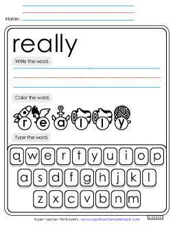 Write, Color, Type: Really Sight Words Individual Worksheet