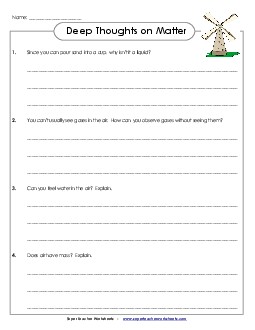 Deep Thoughts on Matter 3rd Grade 3rd Grade Science Worksheet