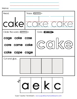 Worksheet 2: Cake Sight Words Individual Worksheet