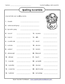 Spelling Scramble (D-Easter)  Spelling D Worksheet