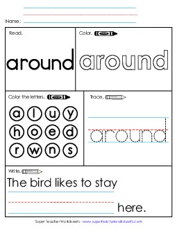 Worksheet 1: Around Sight Words Individual Worksheet