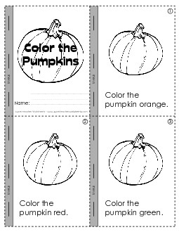 Mini-Book: Color the Pumpkins Fall Worksheet