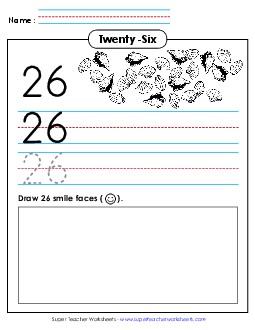 Trace, Print, Draw: 26 Counting Worksheet