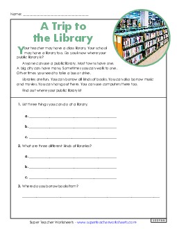 Libraries (Short, Nonfiction) 2nd Grade Reading Comprehension Reading Comp Short Worksheet