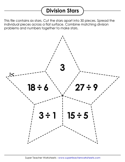 Division Star Puzzles Worksheet