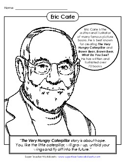 Eric Carle Biography Coloring Page Picture Book Brown Bear Worksheet