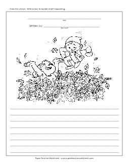 Writing Story Pic: Leaf Jump Writing Storypics Worksheet