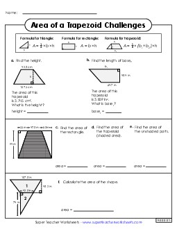 Area of Trapezoids Challenges (Advanced) Worksheet