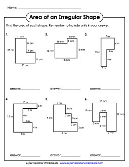 Areas of Irregular Shapes (Basic)  Worksheet