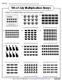 Multiplication Arrays Holiday Worksheet