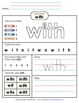 Worksheet 4: With Sight Words Individual Worksheet