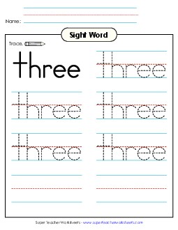 Trace the Word: Three Sight Words Individual Worksheet