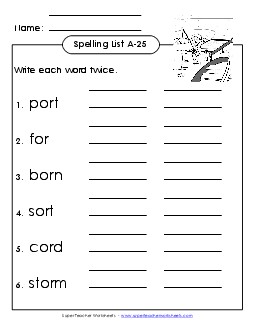 Write Twice (A-28) Spelling A Worksheet