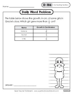 Daily Word Problems  D-106 through D-110 Worksheet