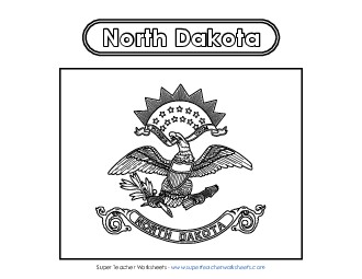 North Dakota Flag Coloring Page States Individual Worksheet