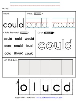 Worksheet 2: Could Sight Words Individual Worksheet