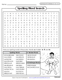 Word Search (F-18) Spelling F Worksheet