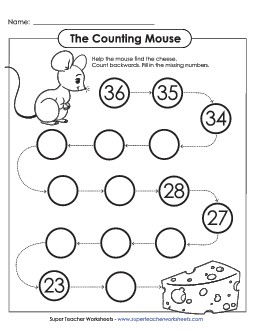 The Counting Mouse (From 36) Worksheet