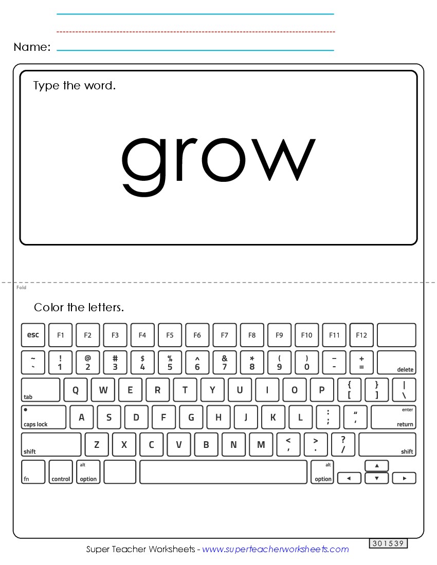 Type the Word: Grow Sight Words Individual Worksheet