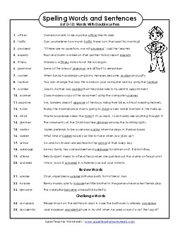 Spelling Test Sentences (D-10) Spelling D Worksheet