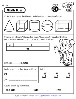 Math Buzz: Week 9 Worksheets 41 through 45 Daily Math Review Worksheet