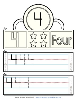 Hat: Number 4 Counting Worksheet