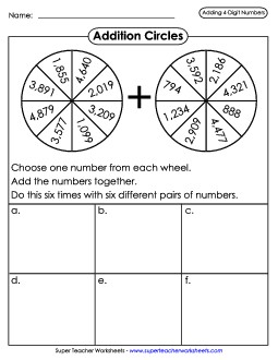 Addition Circles Worksheet