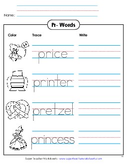 Trace and Write Phonics Blends Worksheet